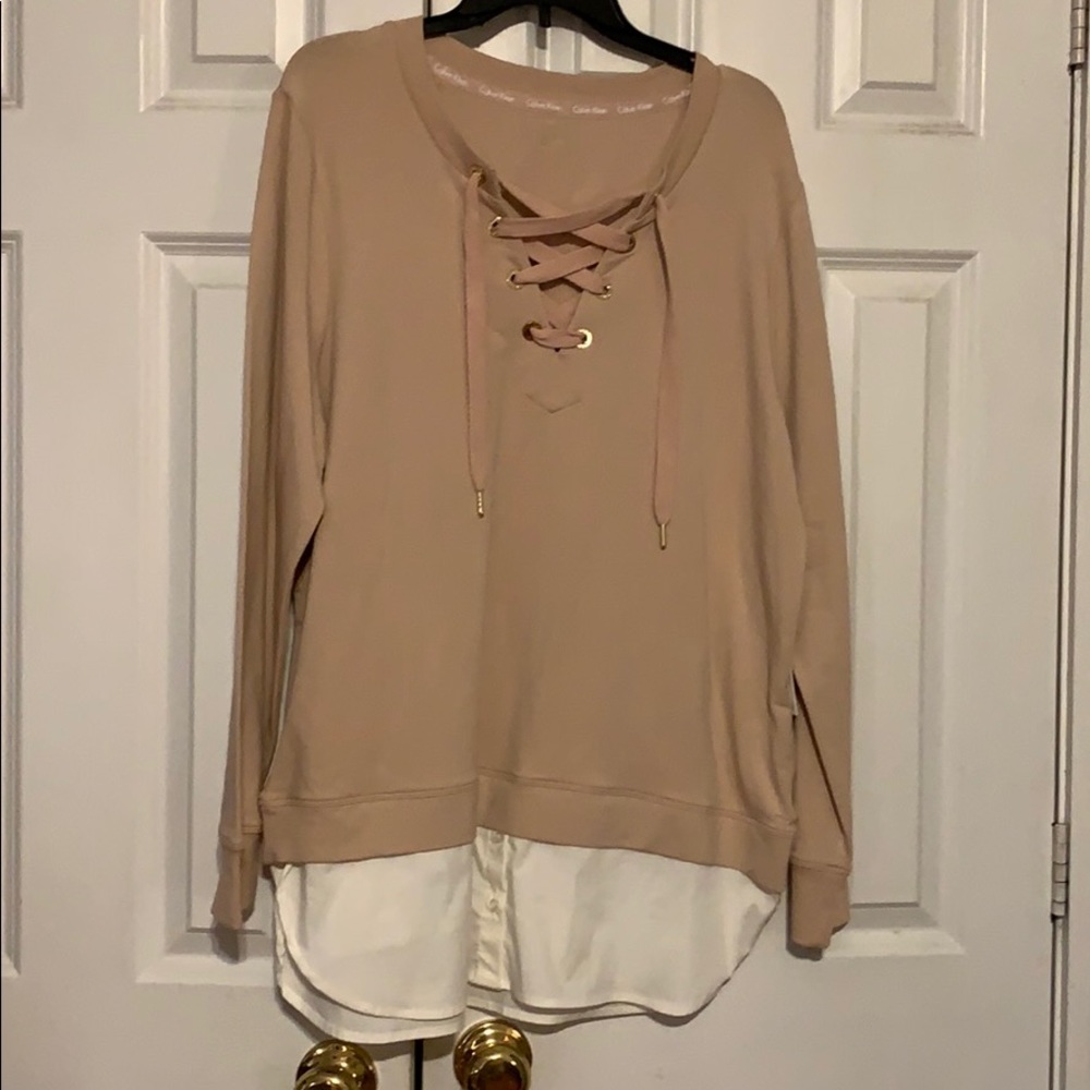 Calvin Klein pink and white sweatshirt